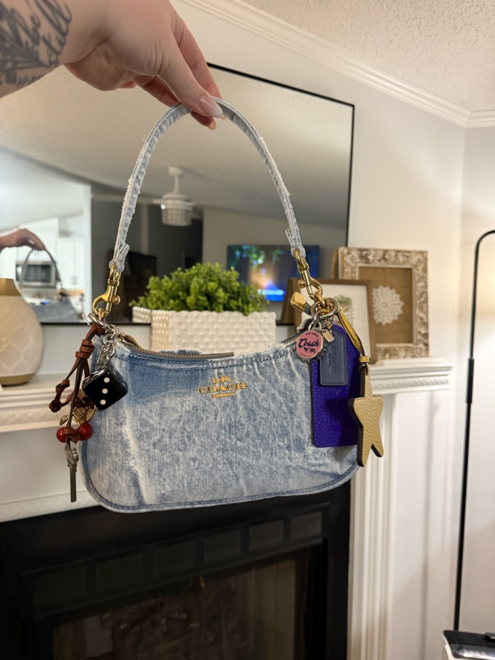 NWT Coach Loved Denim Teri with ALL of her charms and straps.